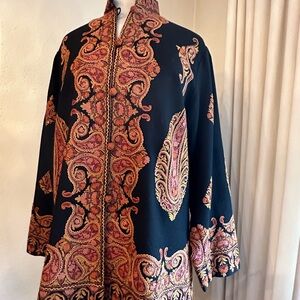 Couture -Black wool/Multi Color crewel embroidery Jacket. Handmade in India